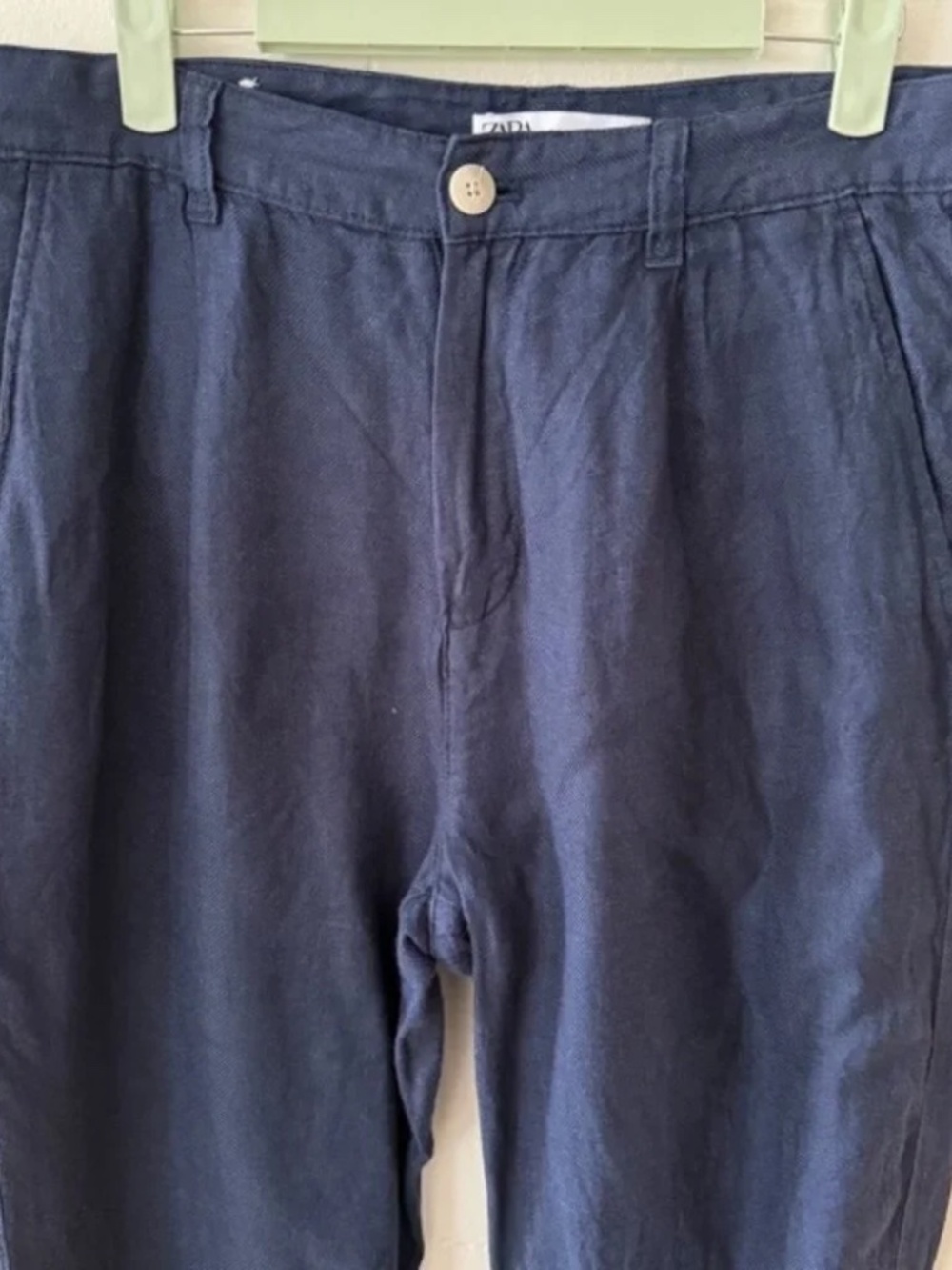 Zara navy blue linen trousers
